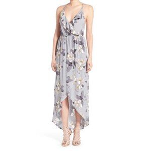 ASTR Floral Ruffle Surplice High Low Maxi Dress - M